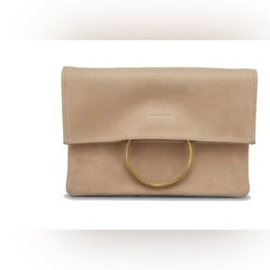 Parker Clay holdover leather clutch with metal hardware